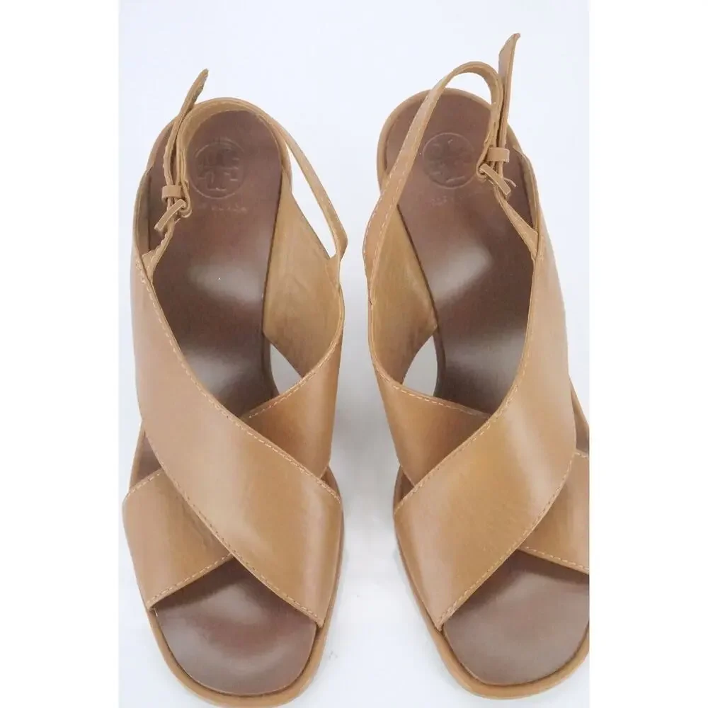 Tory Burch Gabrielle Cross Ankle Strap Slingback Wedge Sandal Size 9 New $350